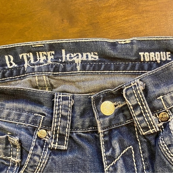 B. Tuff 28x30 Torque Mens Cowboy Bootcut Jeans (Tag 28x32) Embroidered Distress - Picture 9 of 13